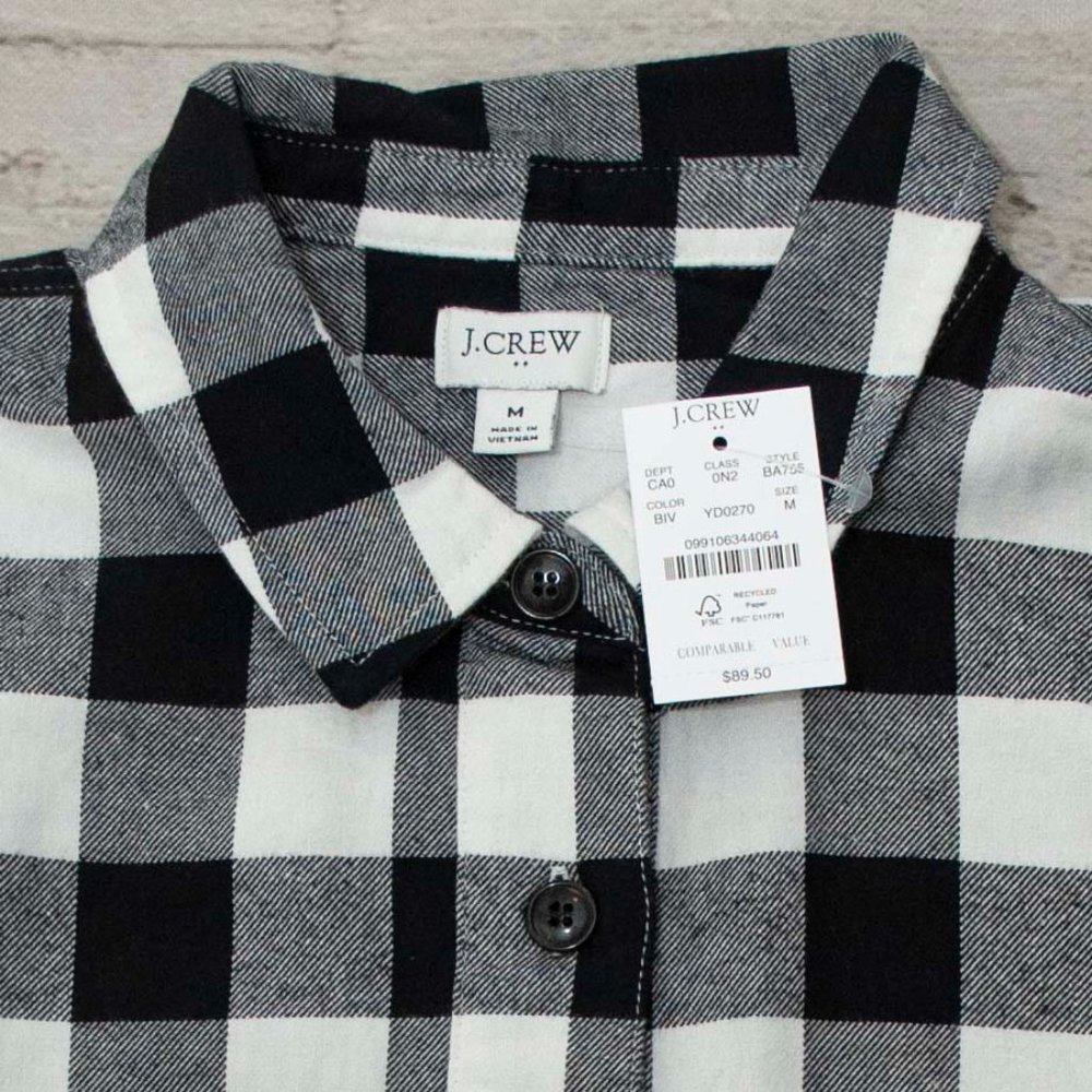 NWT J. Crew Buffalo Plaid Flannel Button Up Shirt Jacket size M - Picture 7 of 8